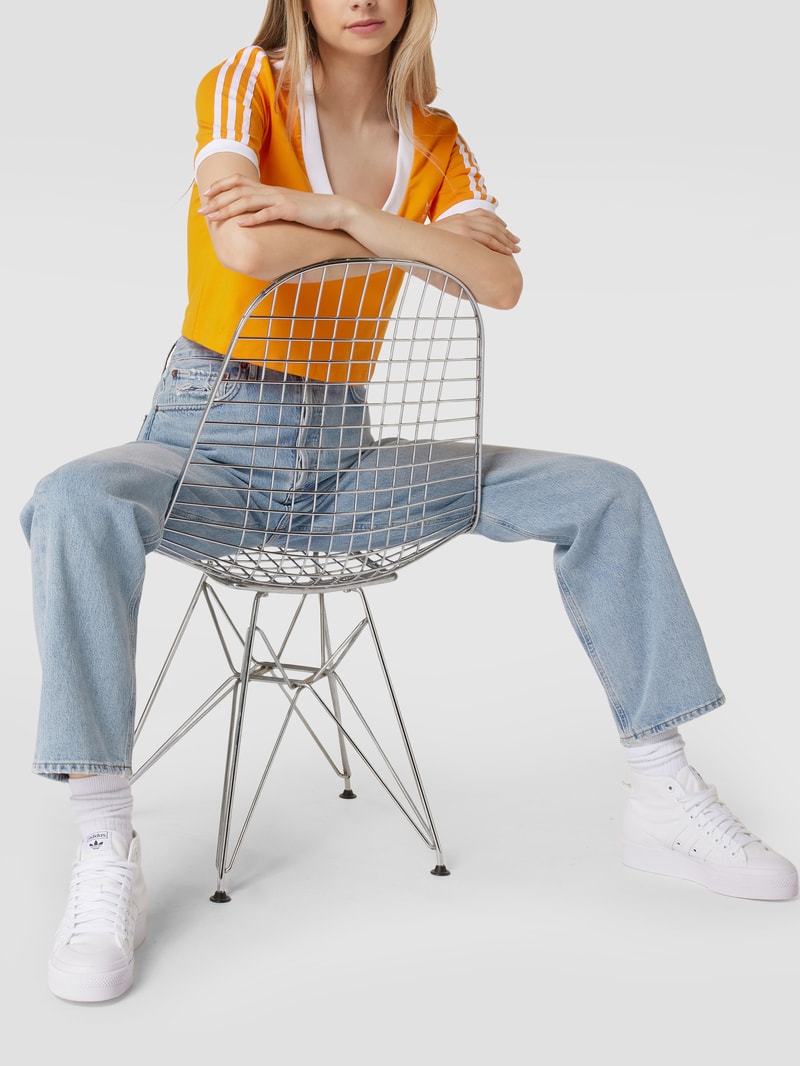 Crop T-Shirt mit V-Ausschnitt in orange