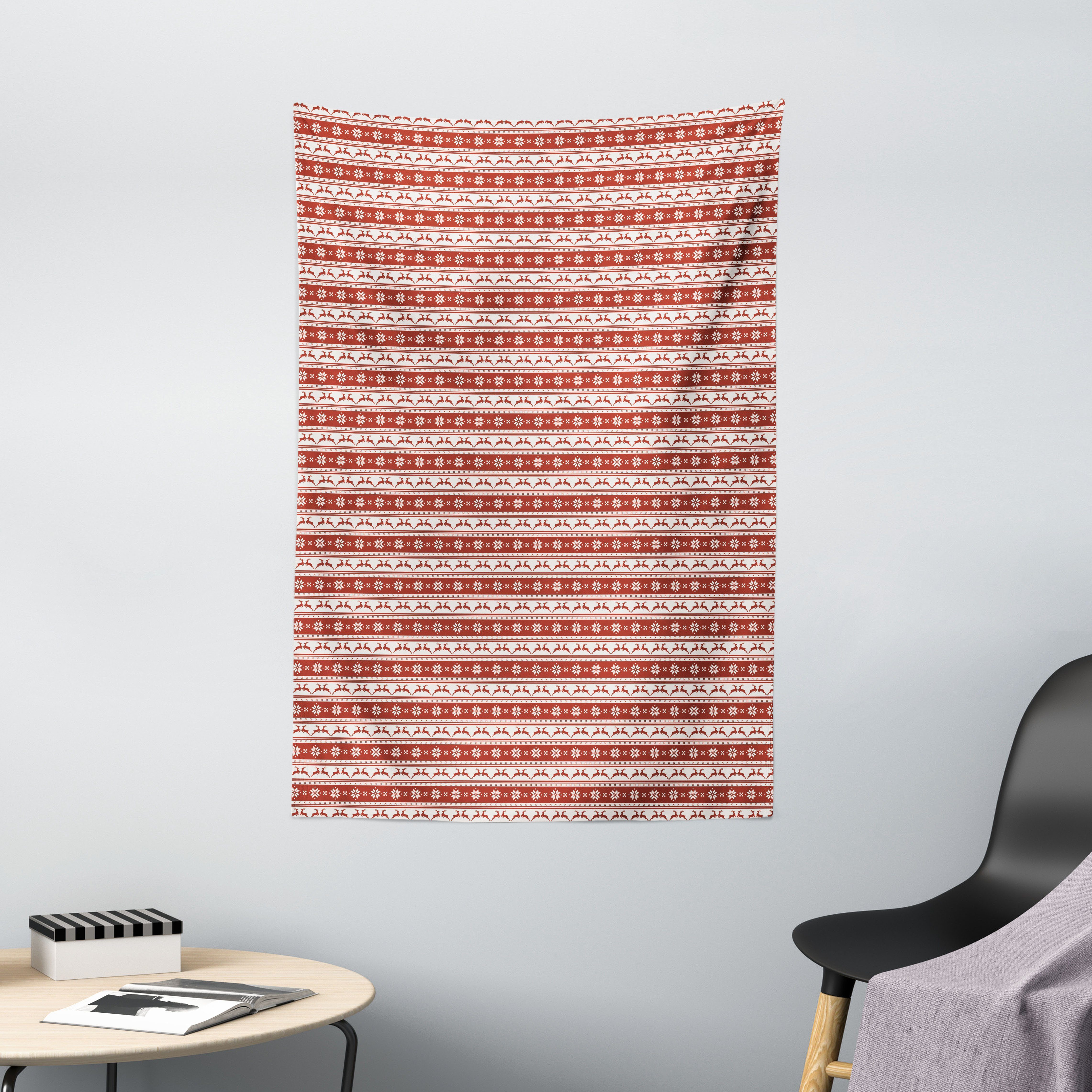 Wandteppich Wohnzimmer Schlafzimmer Wandtuch Seidiges Satin Wandteppich, Abakuhaus, rechteckig, Weihnachten skandinavisch