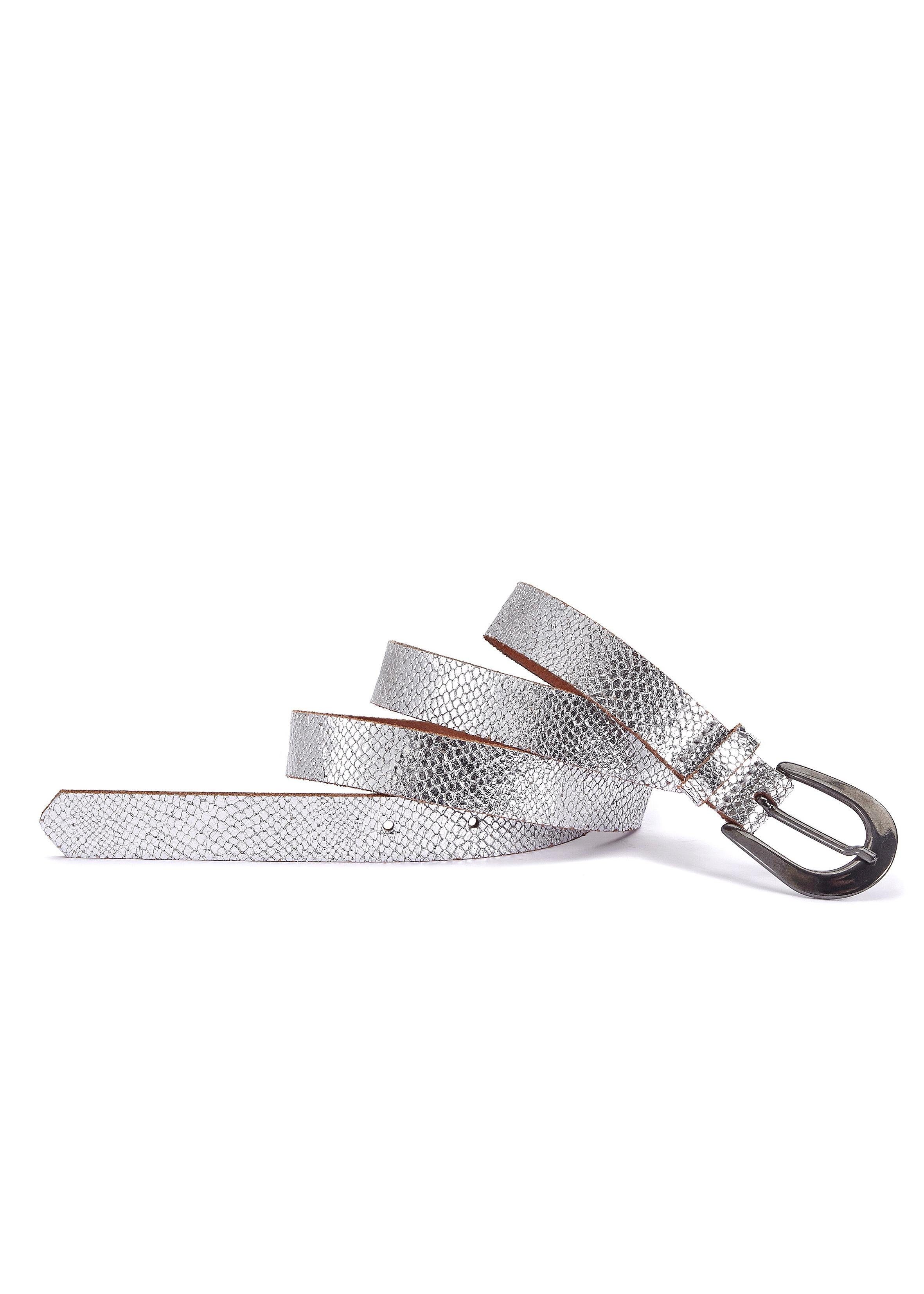 LASCANA Ledergürtel in Metallic-Snake-Optik, Hüftgürtel für Hosen, Jeans & Kleider