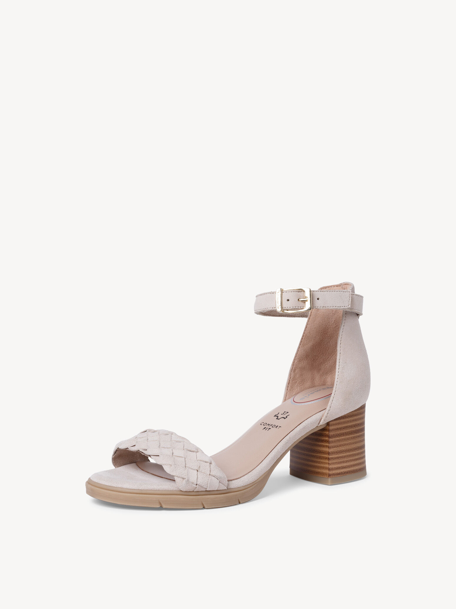 Sandale à talon en cuir - beige