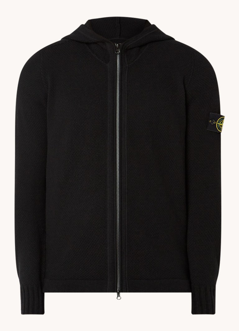Cardigan cu glugă Stone Island 567A3 din amestec de lână și tricot gros