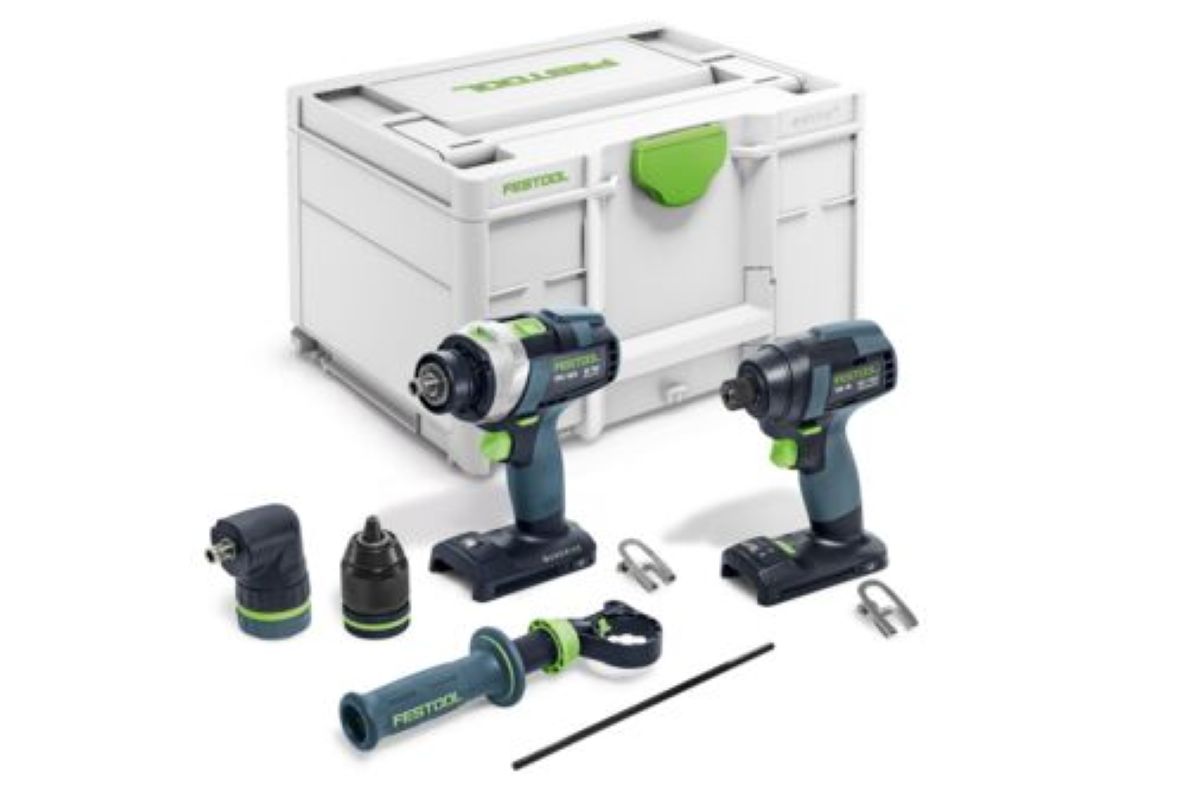 Juego básico Festool 578833 TID 18 TPC 18/4 Juego combinado Destornillador de impacto inalámbrico y taladro atornillador (batería y cargador no incluidos) en estuche