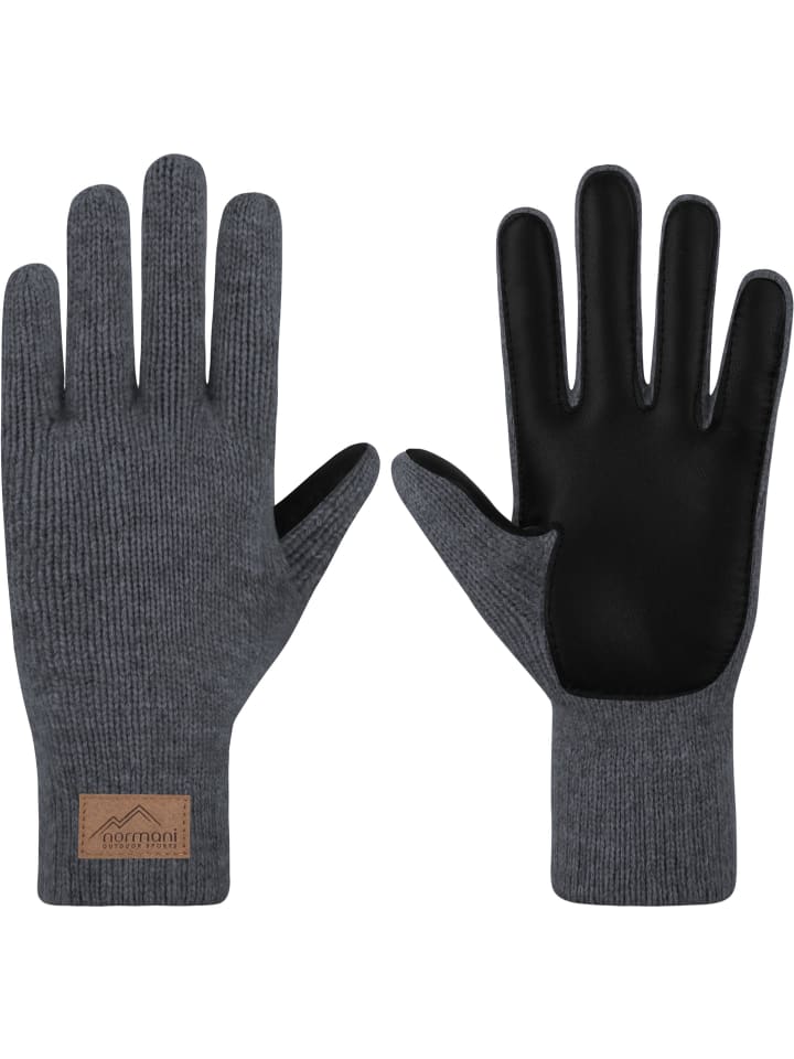 Normani Outdoor Sports Herren Merino Strick-Fingerhandschuhe mit Schafleder 