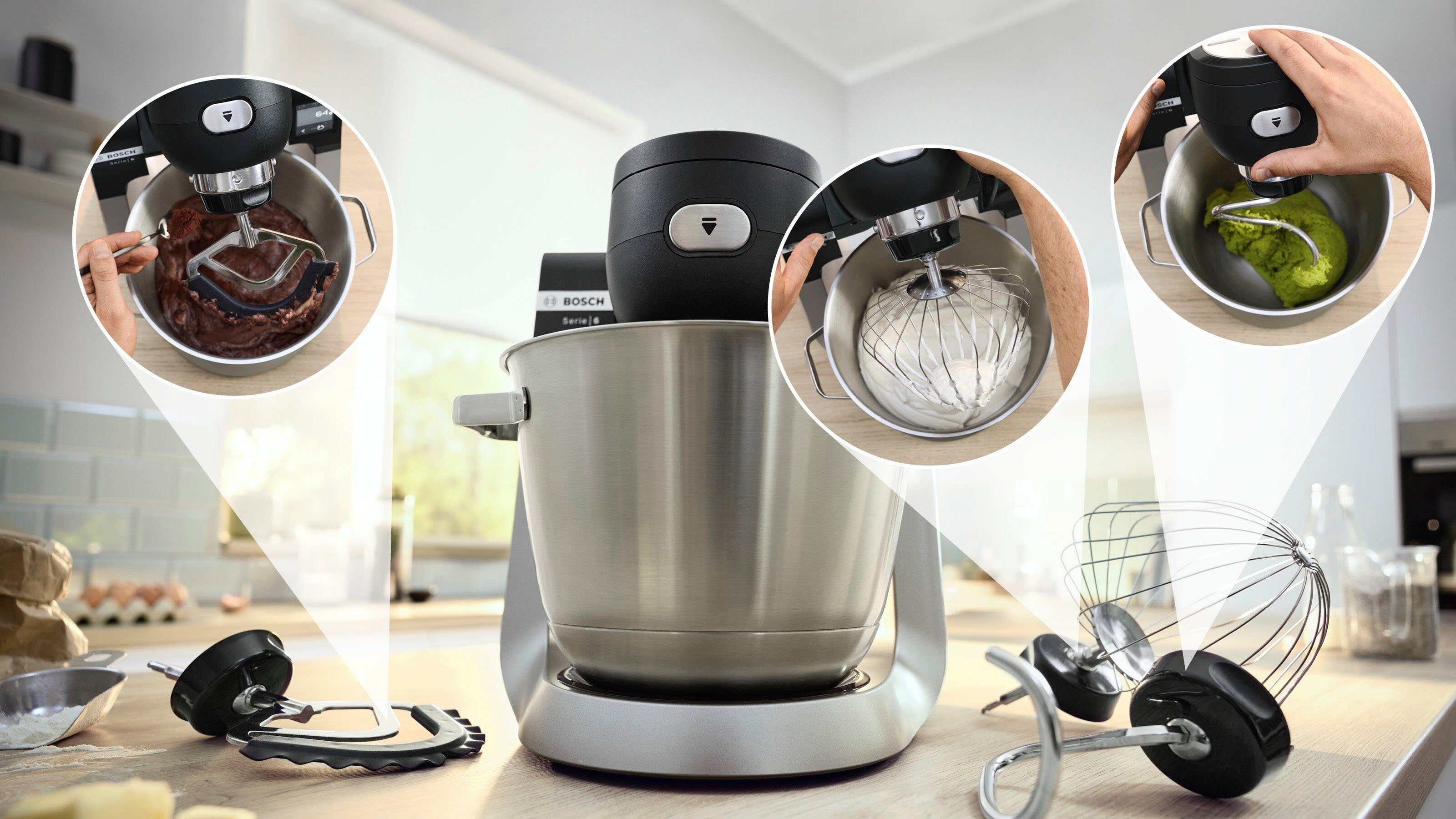 BOSCH Küchenmaschine Serie 6 MUMS6ZS13D Sensortechnologie mit 1g genauer Waage, 1600 W, 5,5 l Schüssel