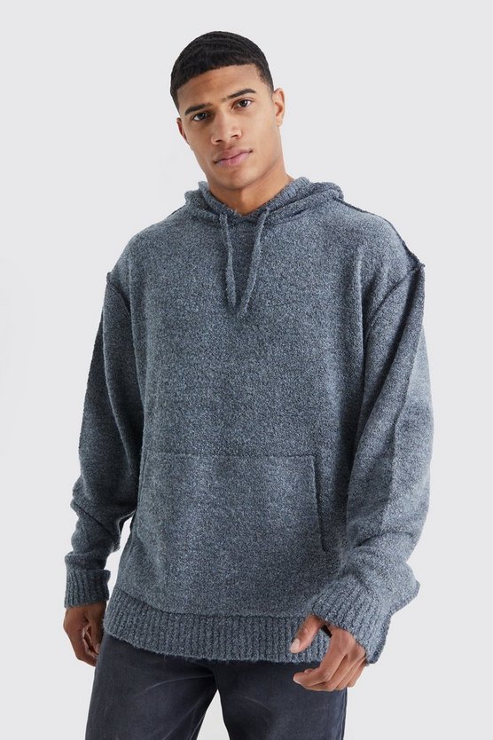 Oversize Bouclee Hoodie mit Naht-Detail