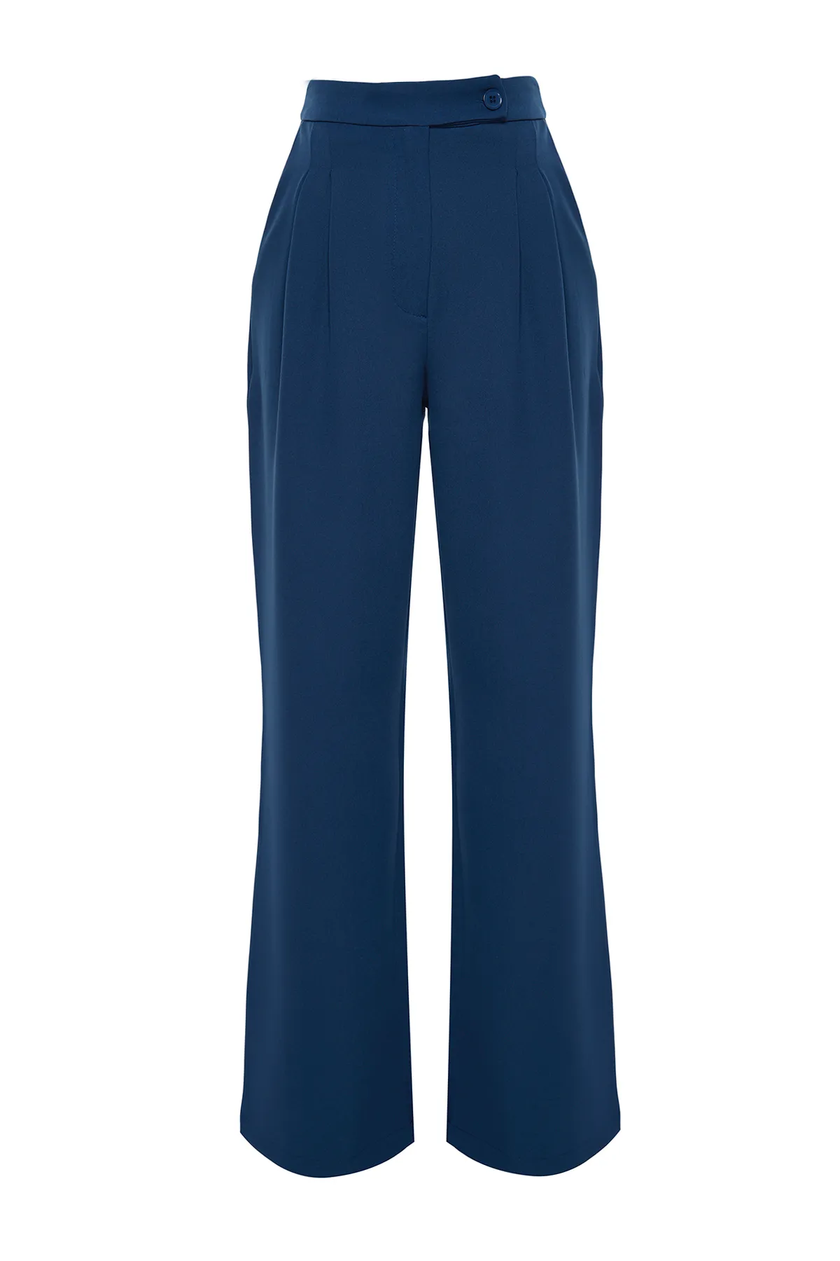 Trendyol Collection  Marineblaue gewebte Hose mit weitem Bein, weitem Bein und hoher Taille TWOAW22PL0066