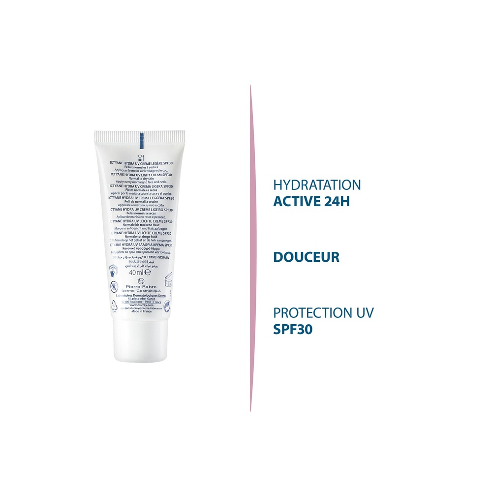Ducray Ictyane visage creme hydra UV SPF30 - 40  ml Crème hydratante