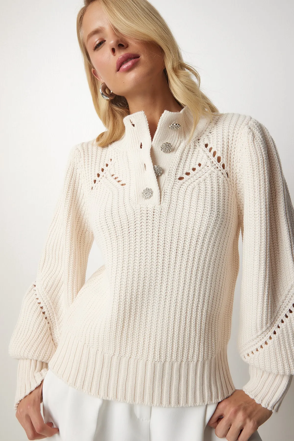 Happiness İstanbul  Pullover - Beige - Regular Fit