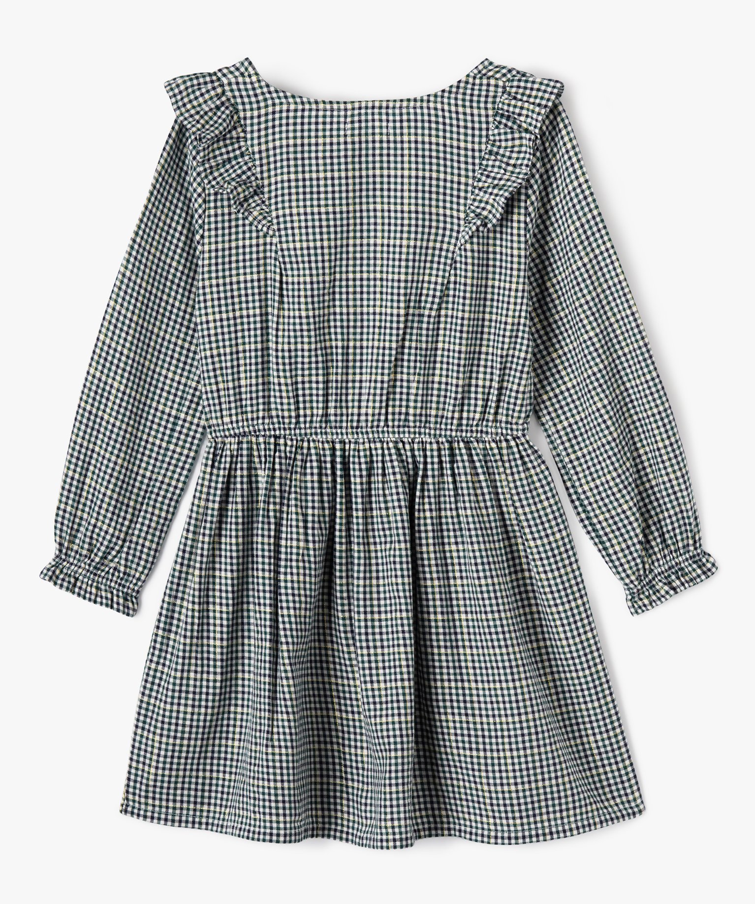 Robe à manches longues à carreaux fille carreaux | GEMO