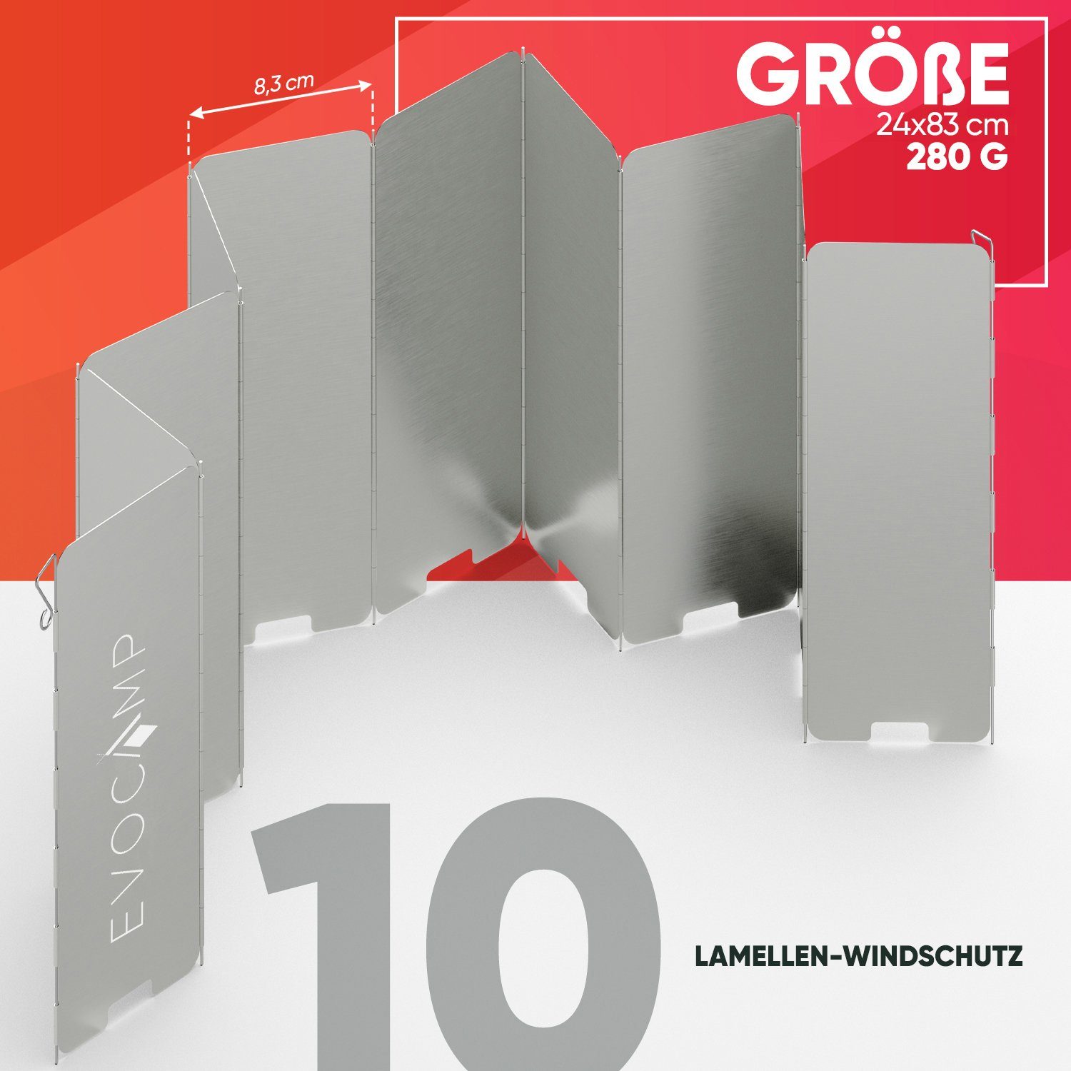 EVOCAMP Gaskocher Windschutz faltbar in 3 Größen inklusive Tasche, Windfang für Outdoor