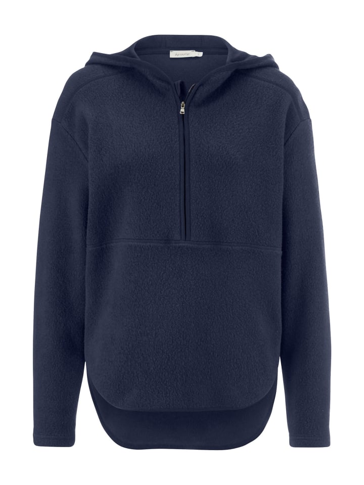 Hessnatur Fleece-Hoodie in dunkelblau günstig kaufen