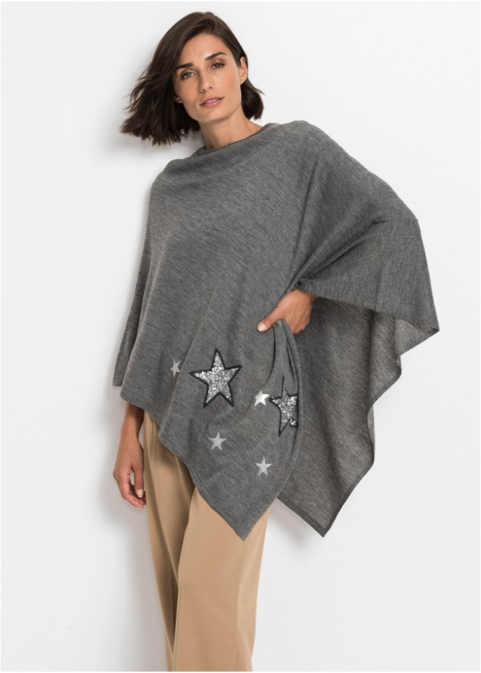 Poncho mit Pailetten-Sternen