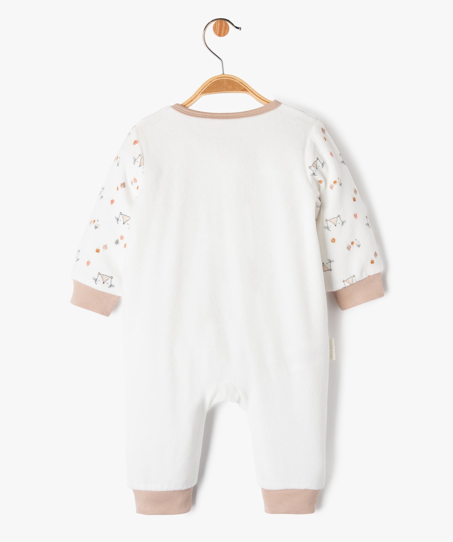 Pyjama en velours avec ouverture zippée devant bébé - Pet... ecru | GEMO