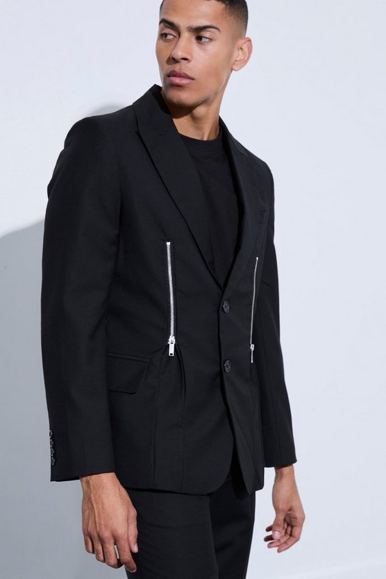 Skinny Anzugjacke mit Reißverschluss