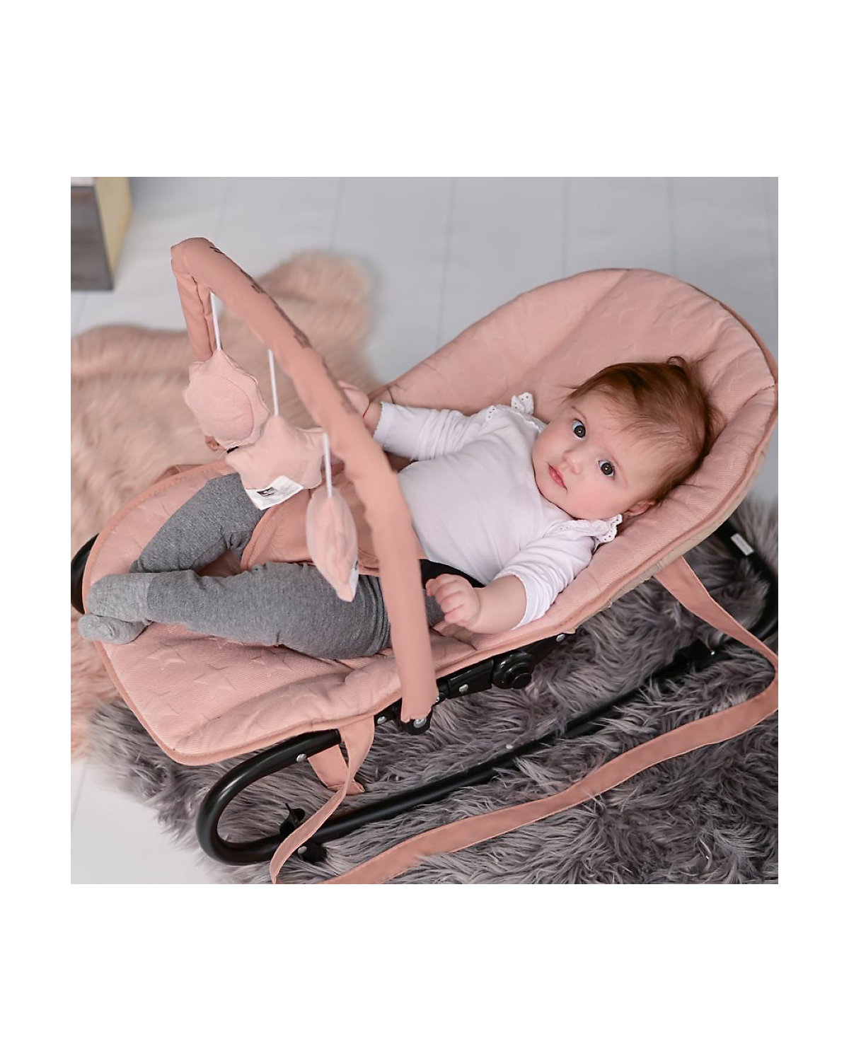 Babywippe Eliza Luxe verstellbare Rückenlehne, Spielbogen, Tragegriffe Babywippen
