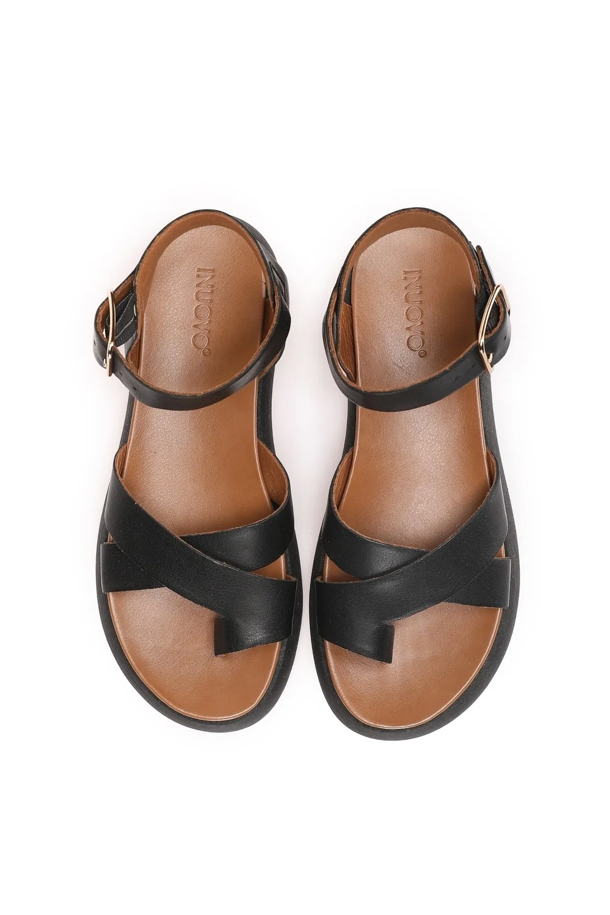 INUOVO  Sandalette - Schwarz - Flacher Absatz