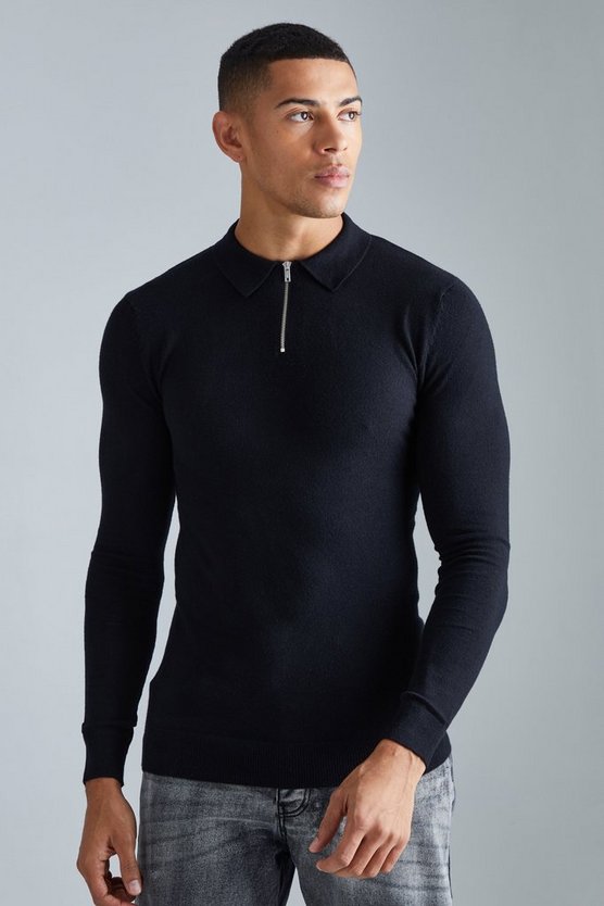 Recyceltes Muscle-Poloshirt mit langen Ärmeln