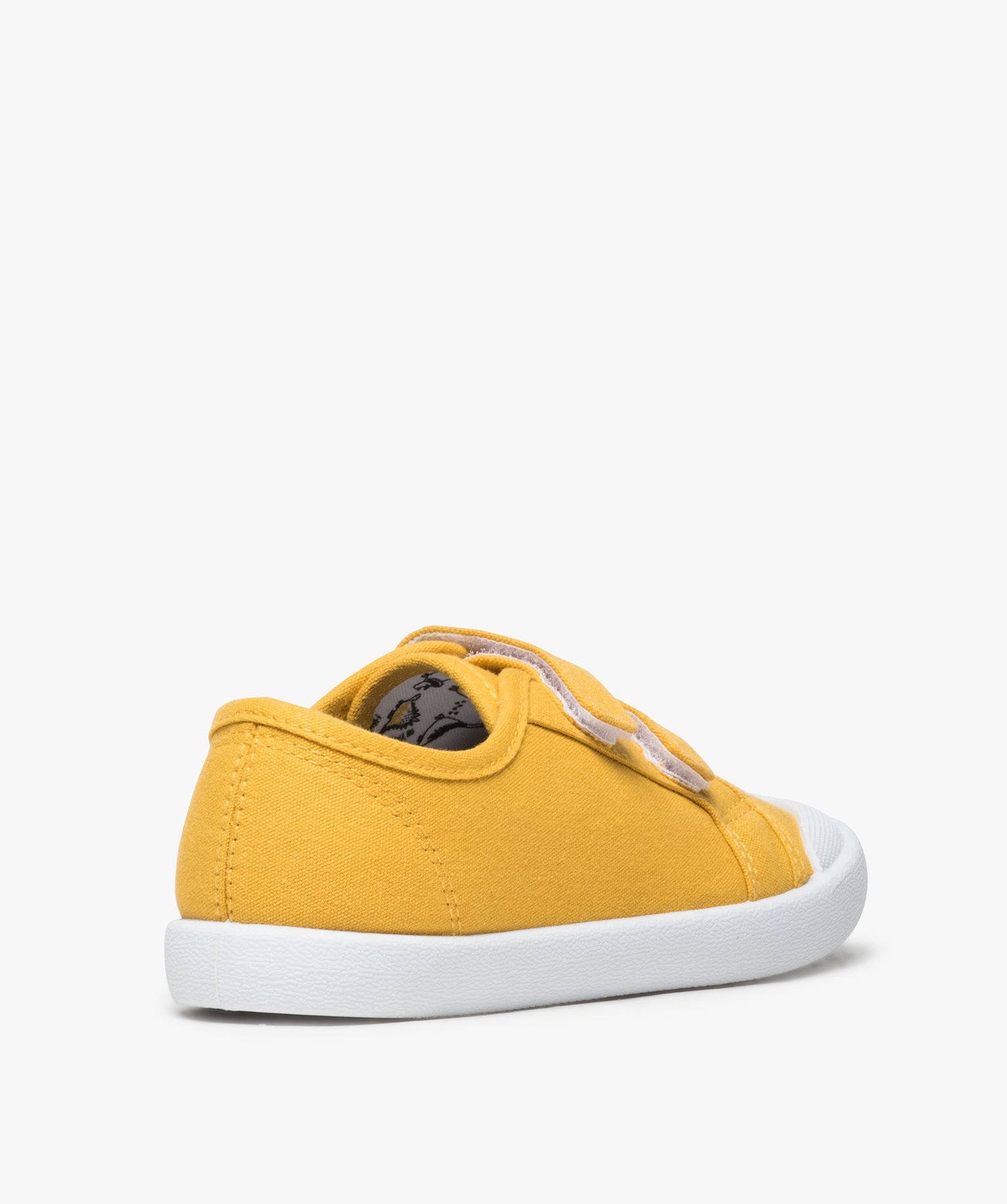 Baskets Garçon en toile unie à bout renforcé et scratchs jaune | GEMO
