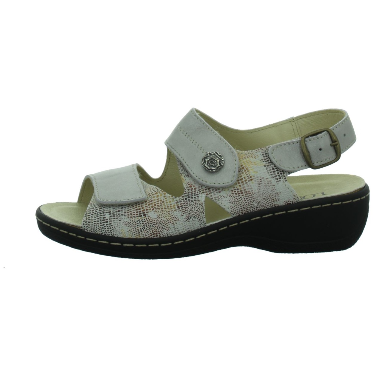 LONGO Komfort Sandalen taupe Bequem-Pantoletten,beige/perle