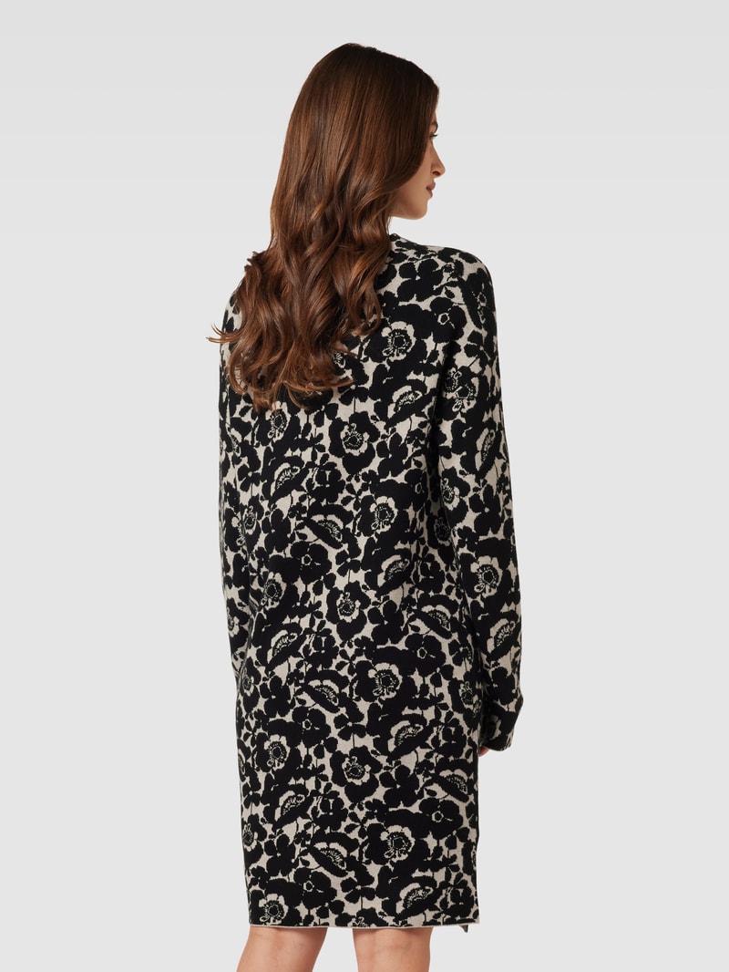 Knielanges Kleid mit Allover-Muster in schwarz