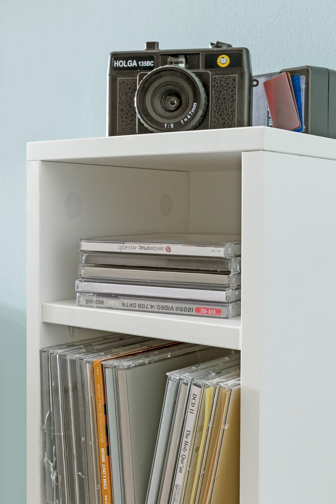 Wohnling CD-Regal WL5.836, 21x90x20 cm, Offenes Bücherregal Schmal Weiß, CD Aufbewahrung Klein, Nischenregal 6 Fächer
