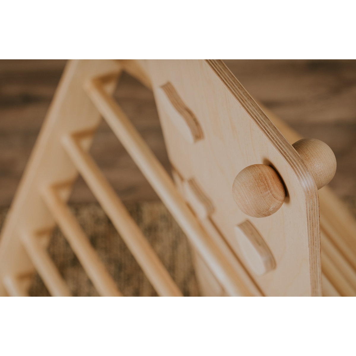 Klettergerüst mit Rampe und Rutsche Indoor, Kletterdreieck aus Holz, Klettern Innnen Kleinkind
