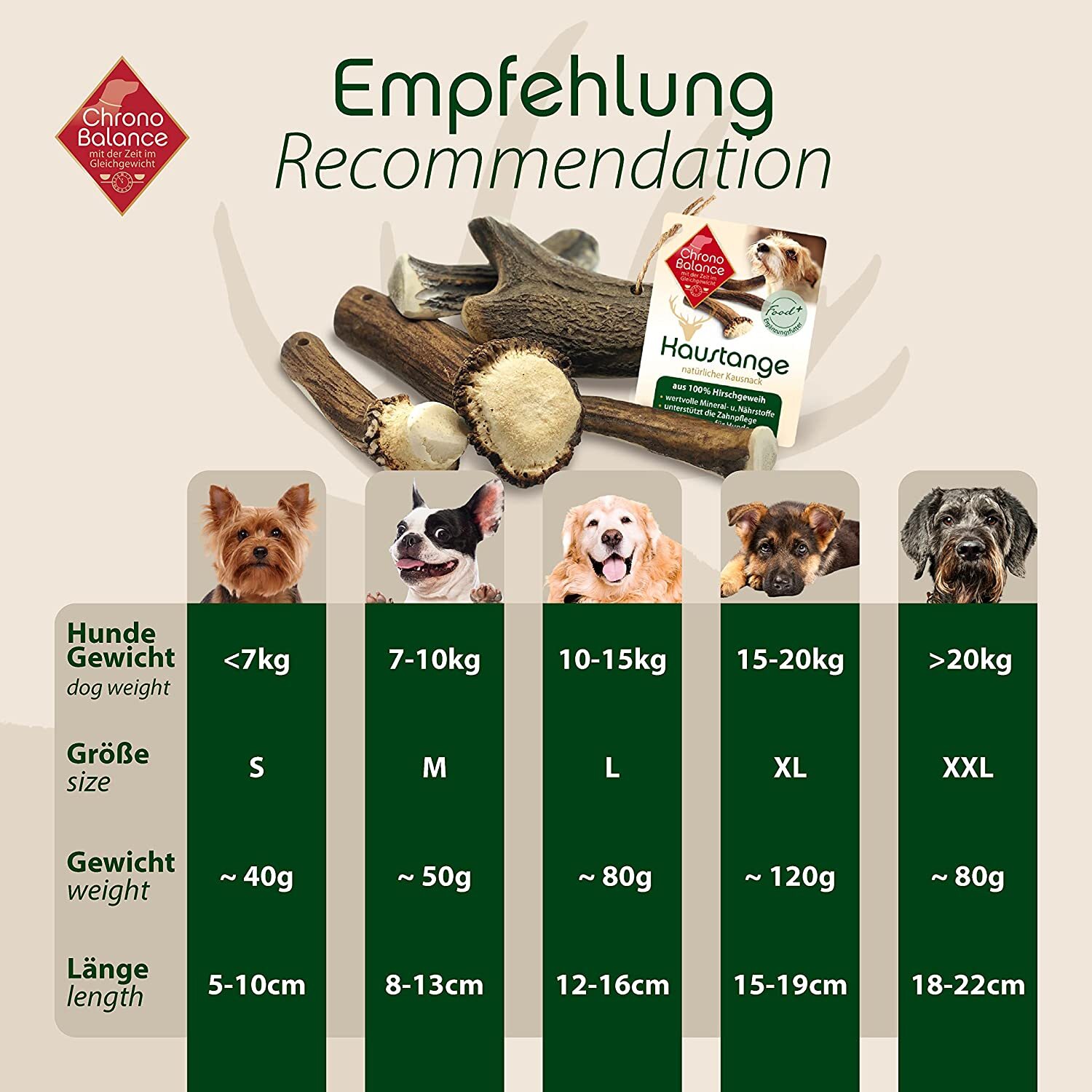ChronoBalance Snacks ChronoBalance Rothirsch Geweihstange Halbiert 80 g