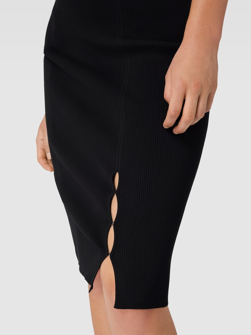 Bleistiftrock mit Label-Stitching Modell 'HOOK & EYE' in black