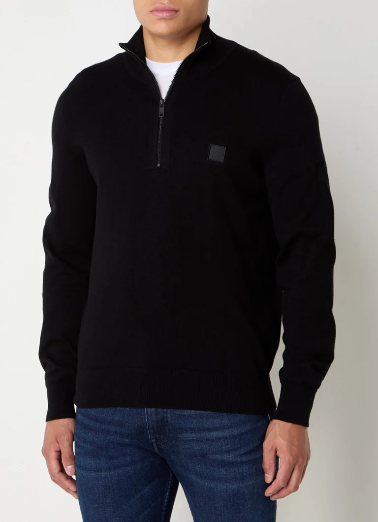 HUGO BOSS Kanobix_S fine-knit sweater in cashmere blend with half zip