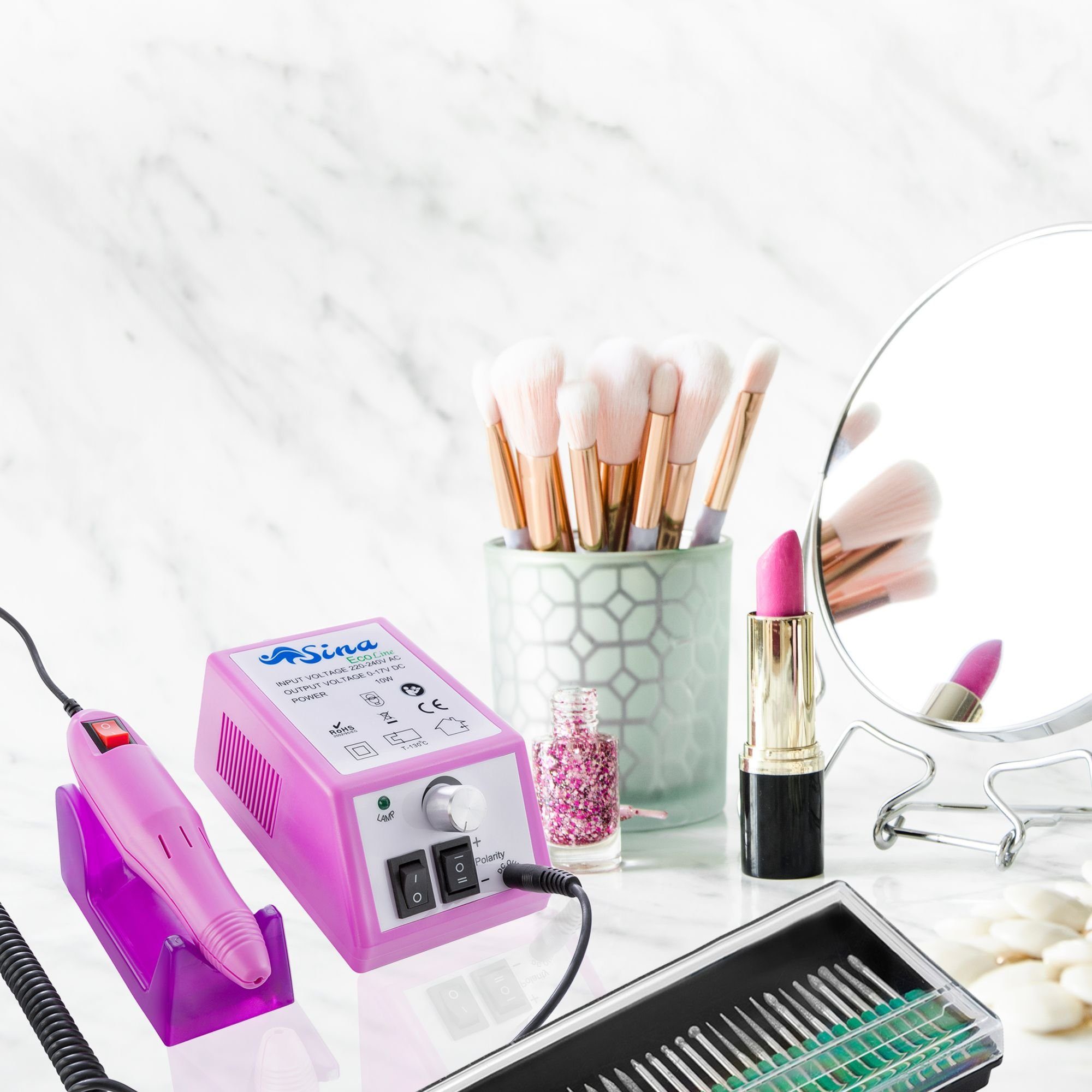 Arebos Beauty-Multigerät Elektrische Nagelfeile, Nagelfräser Pink, Beauty-Multigerät