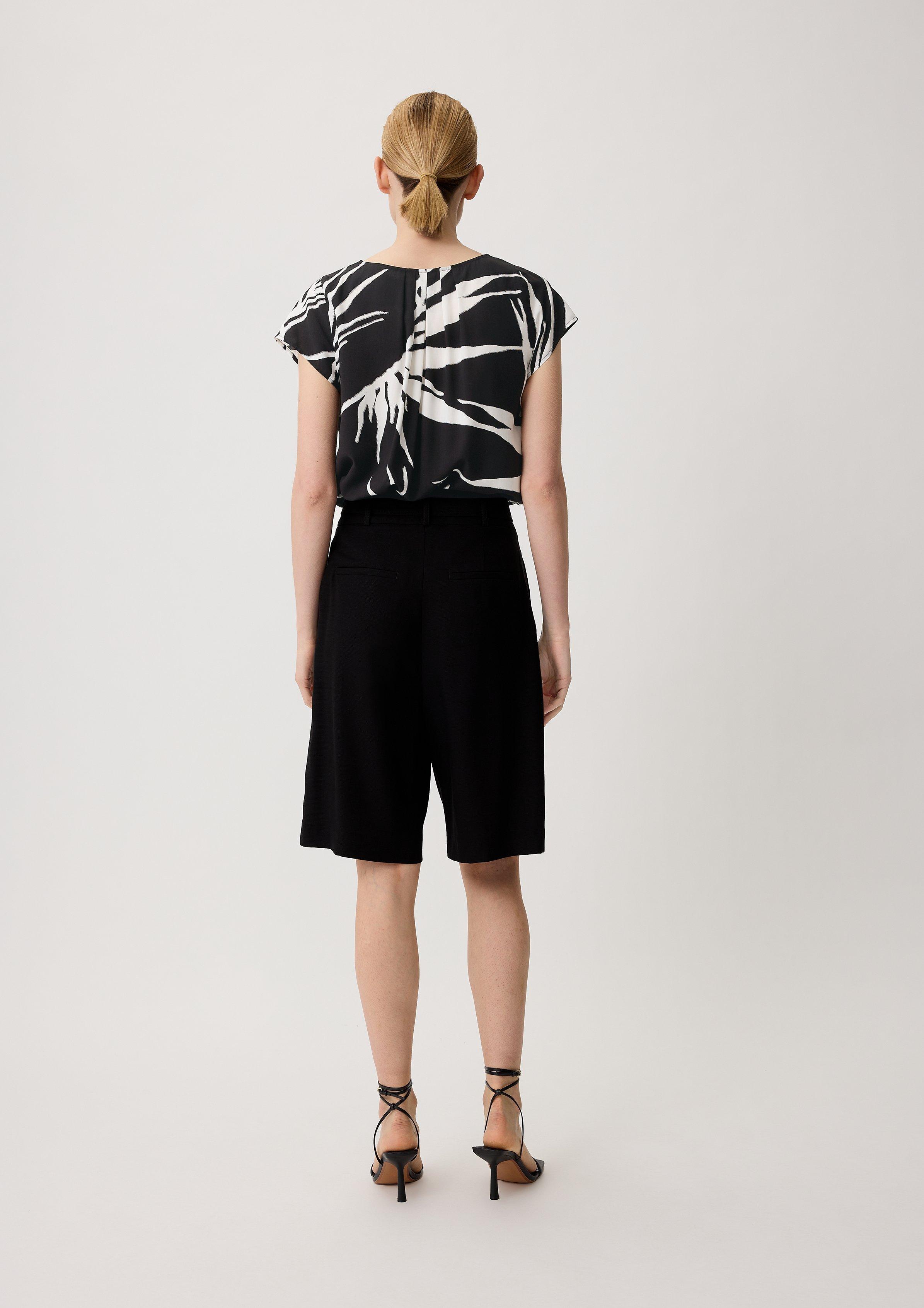 Viskosebluse mit Raffung - schwarz