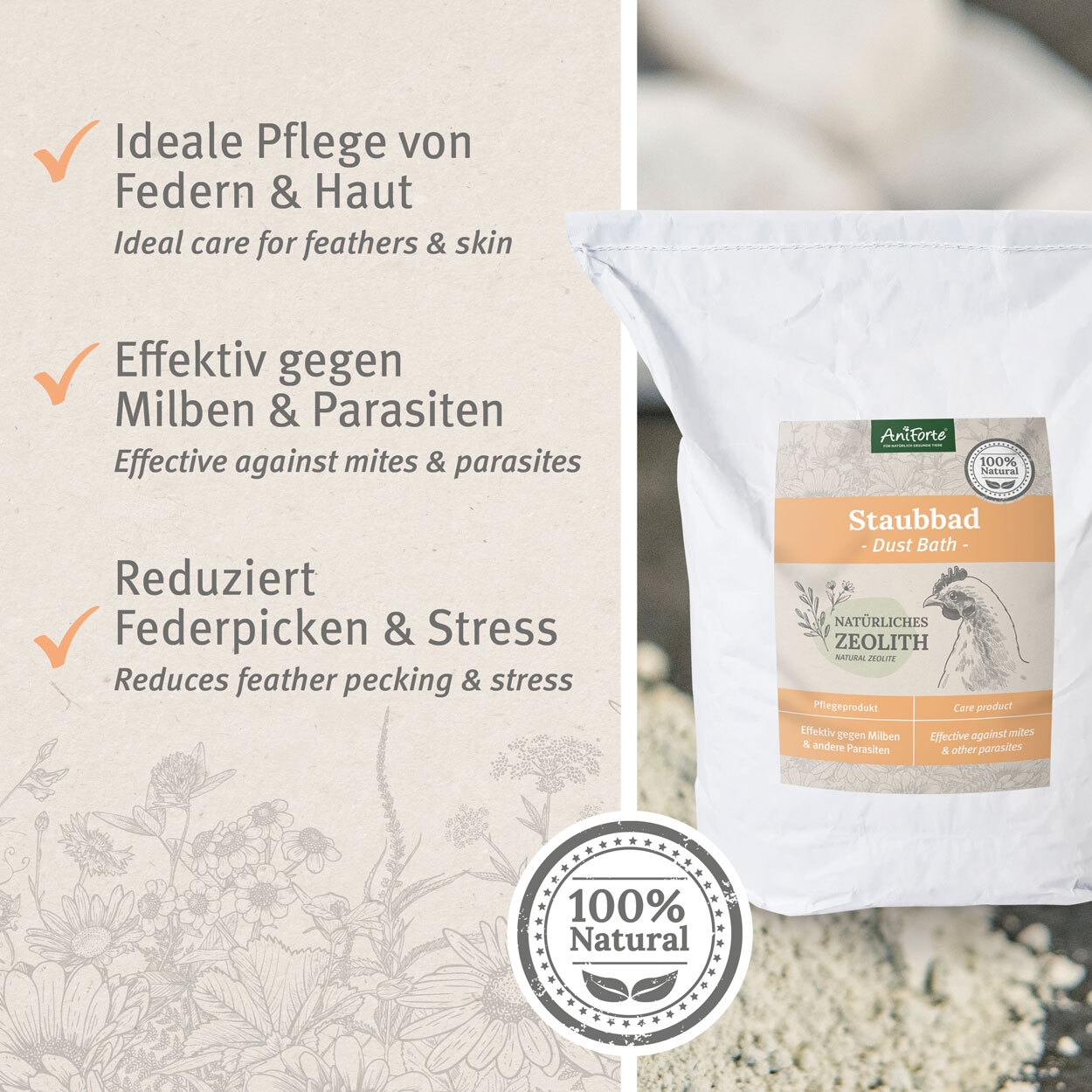 Aniforte Streu & Stroh Aniforte Staubbad für Hühner 10kg