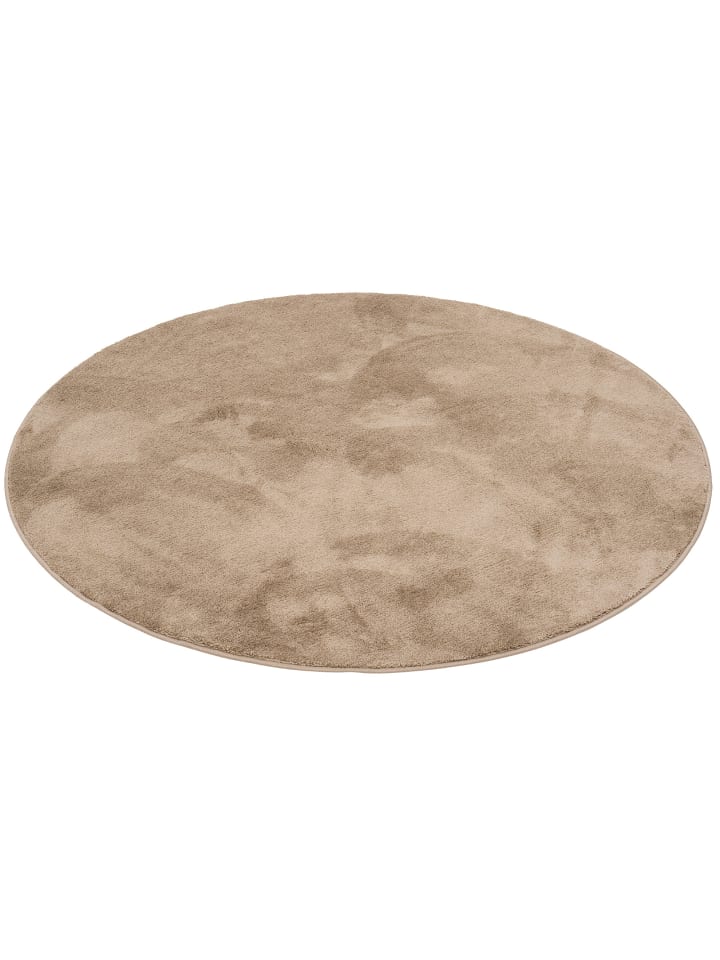Pergamon Hochflor Langflor Teppich Super Soft Melia Rund in Taupe günstig kaufen