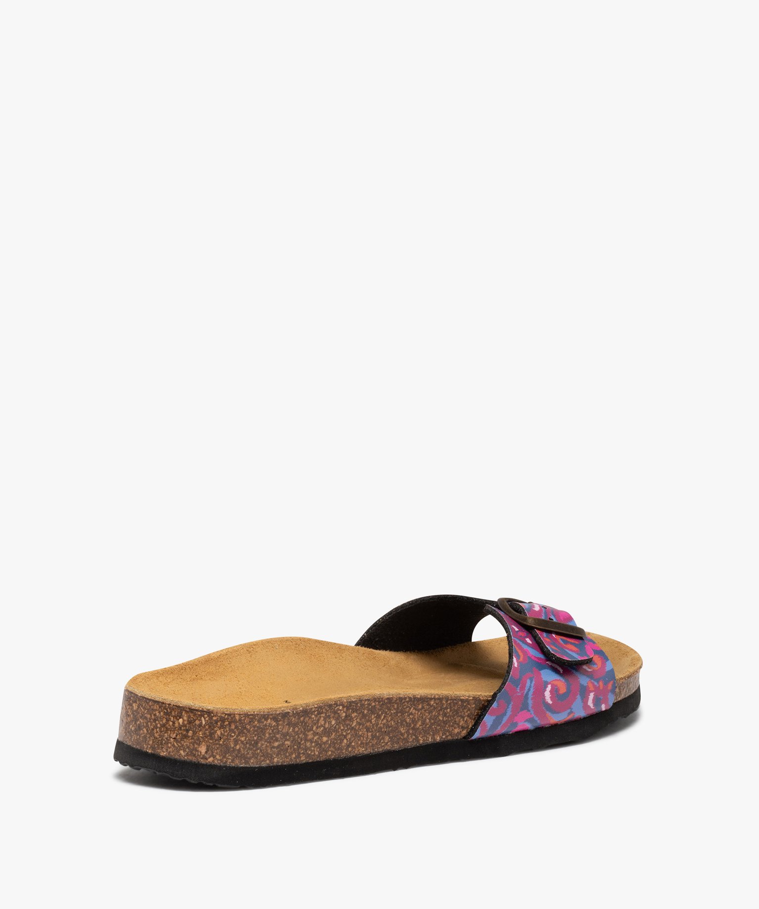 Mules femme à semelle liège et bride ajustable marine | GEMO