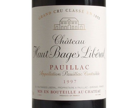 Château Haut-Bages Liberal Rouge 1997, Cinquième Cru Classé En 1855 Bordeaux Pauillac