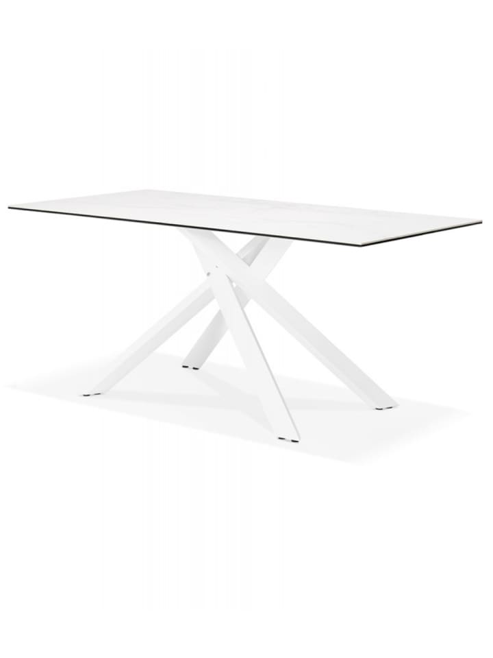 KADIMA DESIGN Esstisch aus Metall und Glas | Großer Esszimmertisch mit Marmoroptik in Weiß günstig kaufen onesize