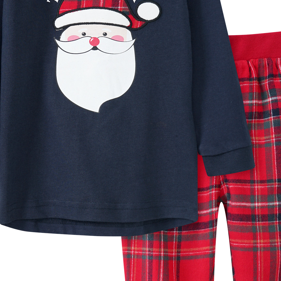 Baby Weihnachtsschlafanzug mit Santa-Motiv dunkelblau / dunkelrot