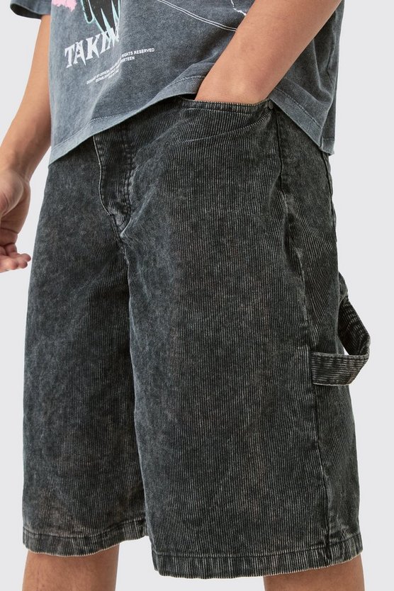 Schwarze Cord-Jorts mit Acid-Waschung