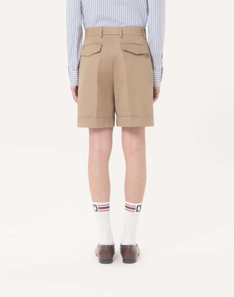 Valentino Bermudashorts i bomuldsgabardin med V-logo-broderi og opsmøg