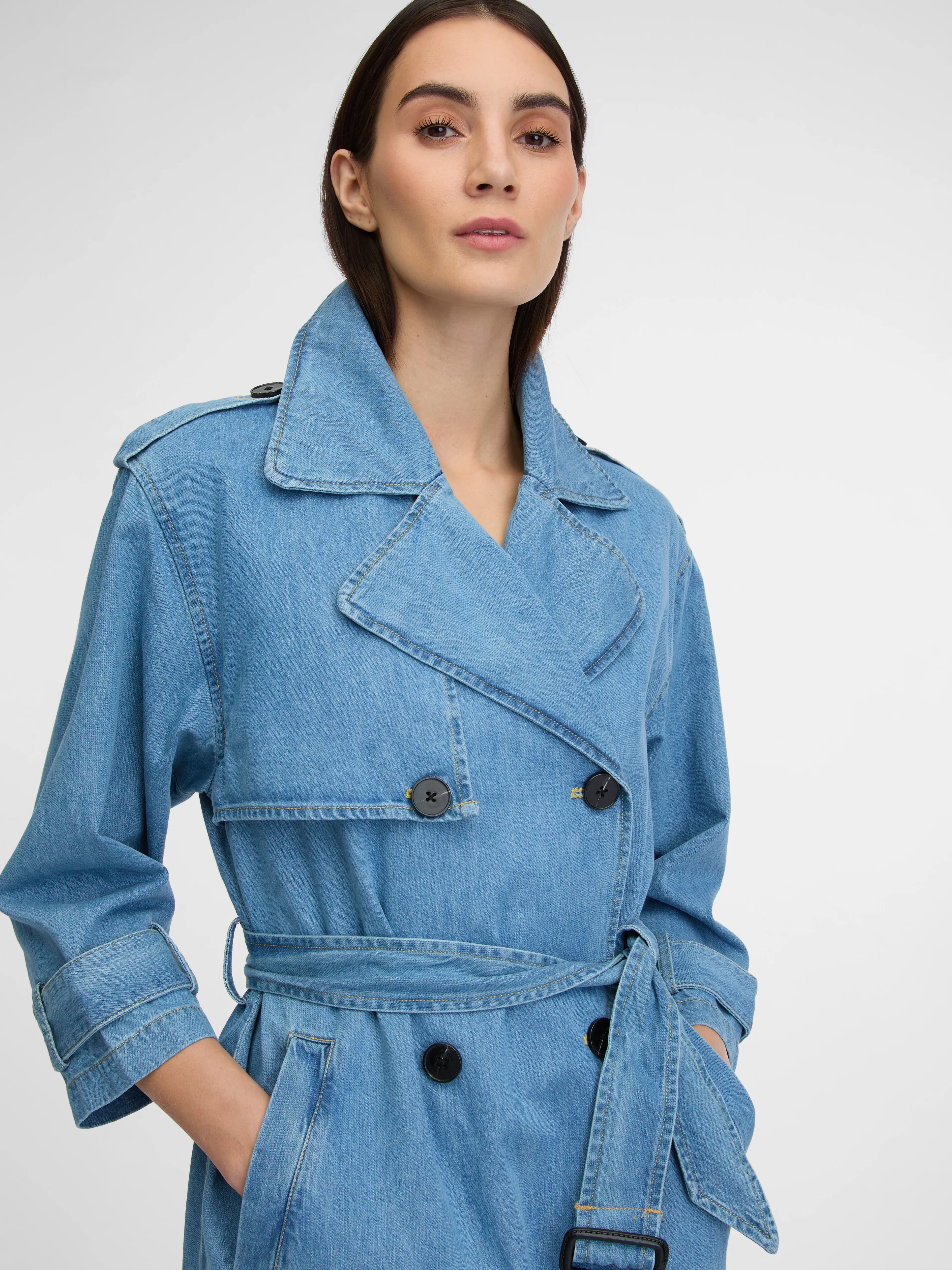 Blauer Damen-Trenchcoat aus Denim ORSAY