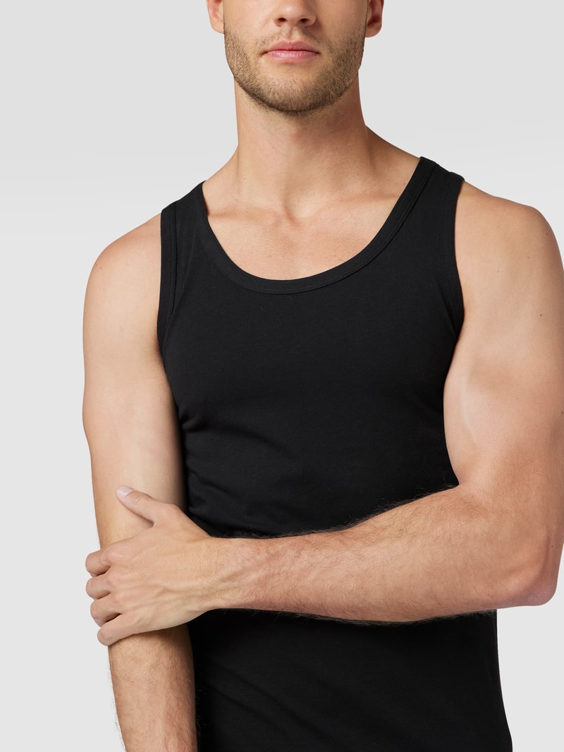 Tanktop mit Label-Print im 2er-Pack in schwarz