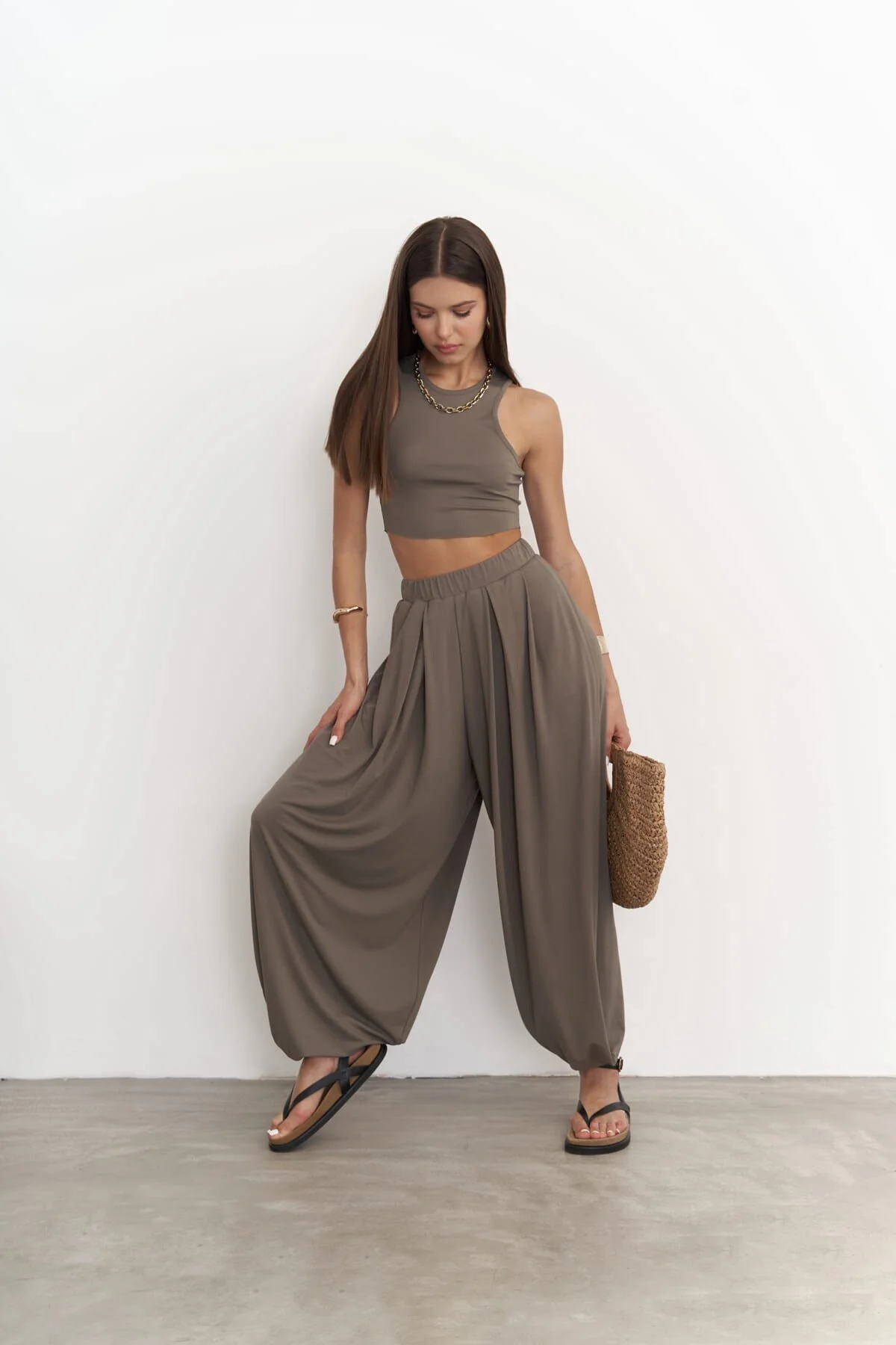 MAİ COLLECTİON  Casey – Set aus verkürzter Khakihose