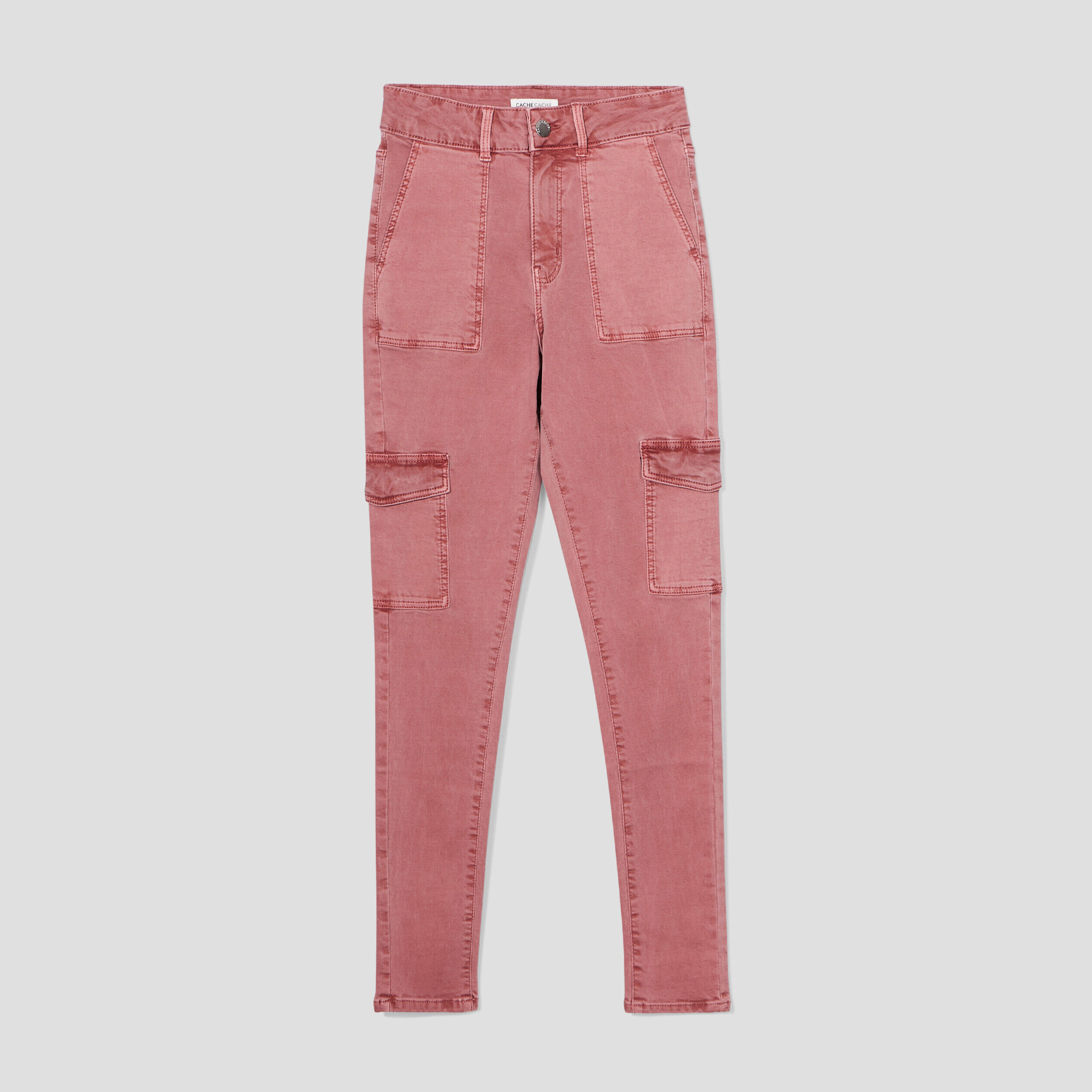 Pantalon skinny poches cargo vieux rose femme | Cache Cache