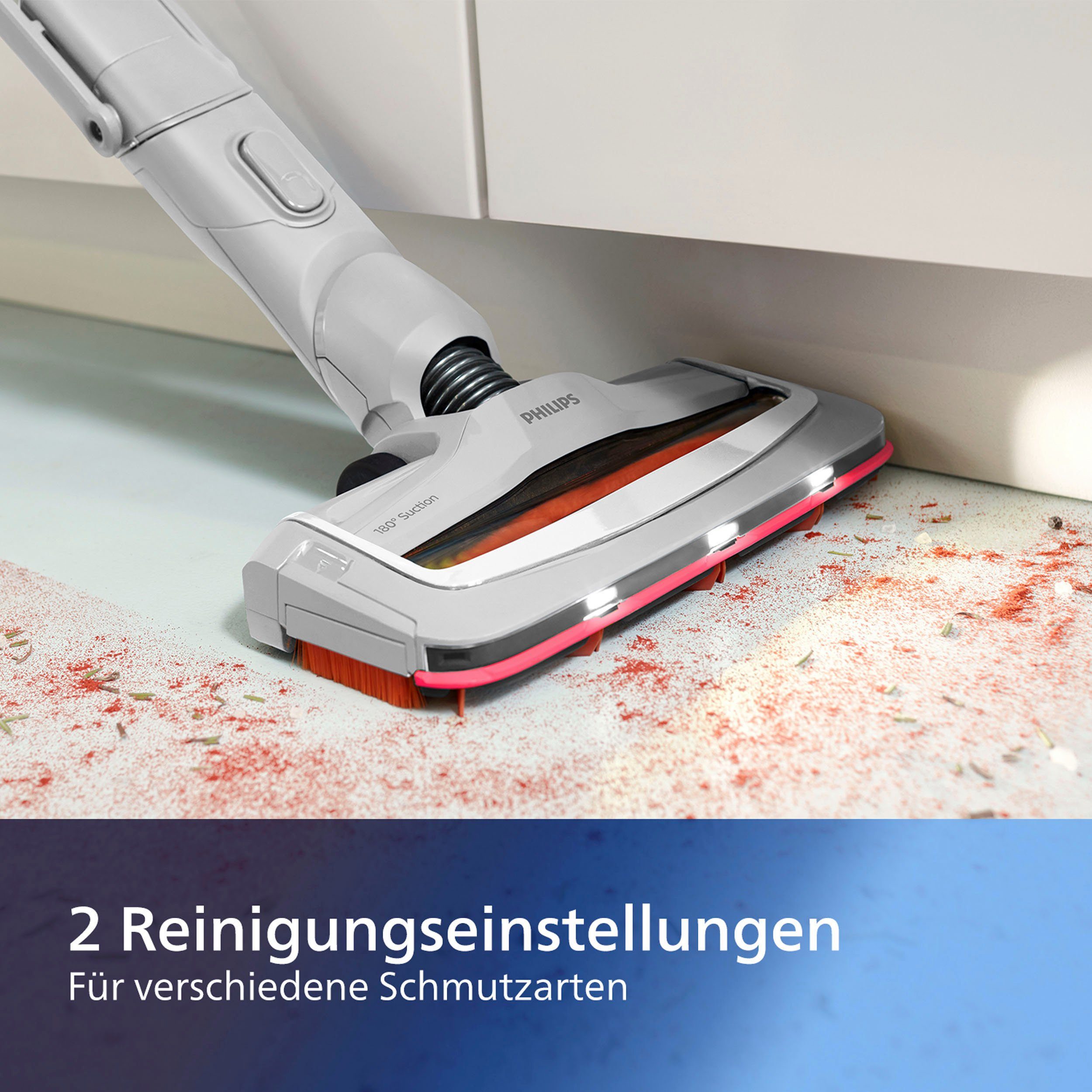 Philips Akku-Stielstaubsauger FC6723/01 SpeedPro, beutellos, 180°-Saugdüse, 30 Min. Akkulaufzeit, weiß