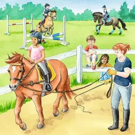 Kinderpuzzle ab 5 Jahren - Ein Tag auf dem Reiterhof - 49 Teile