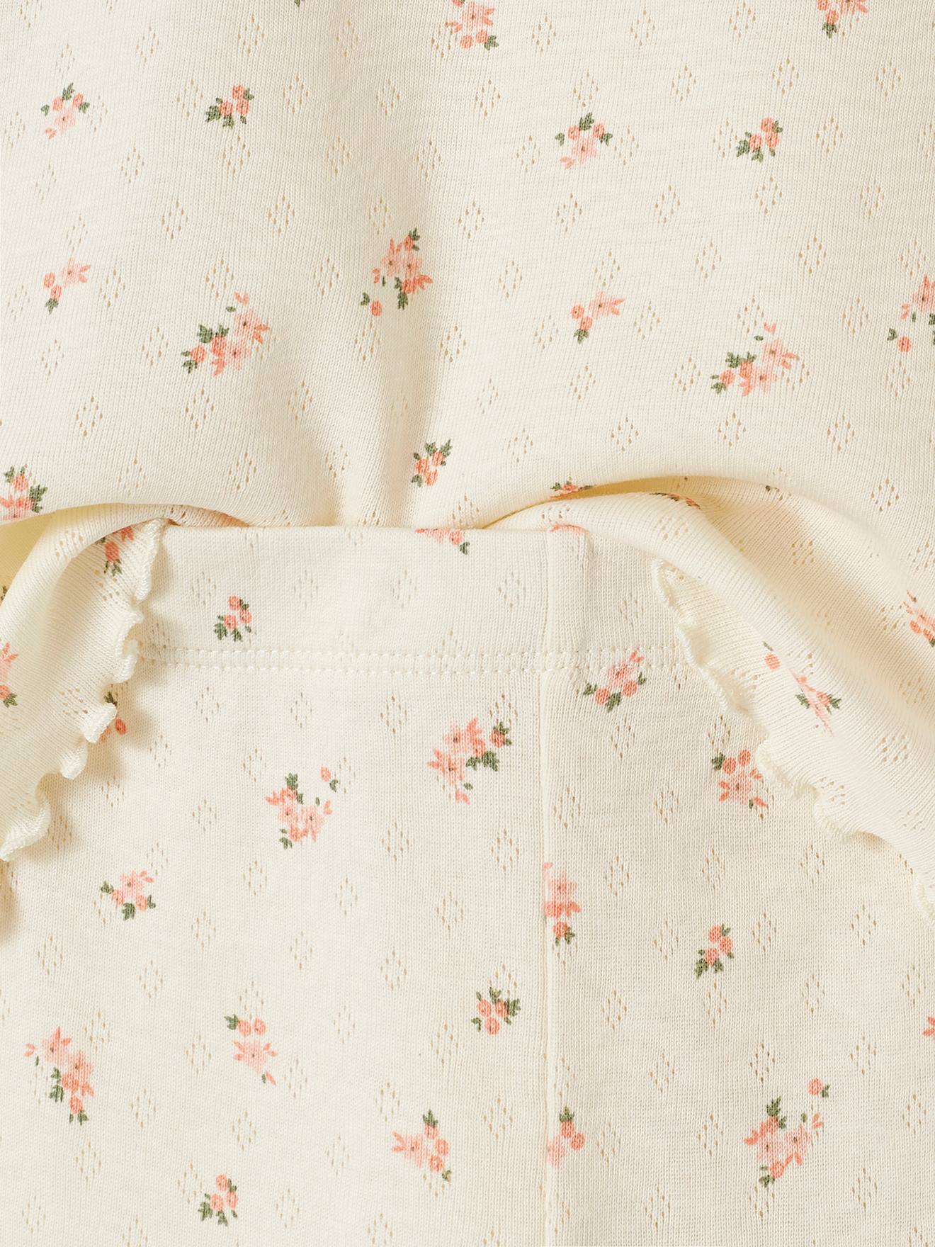 Pyjama fille en maille ajourée avec imprimé fleuri écru