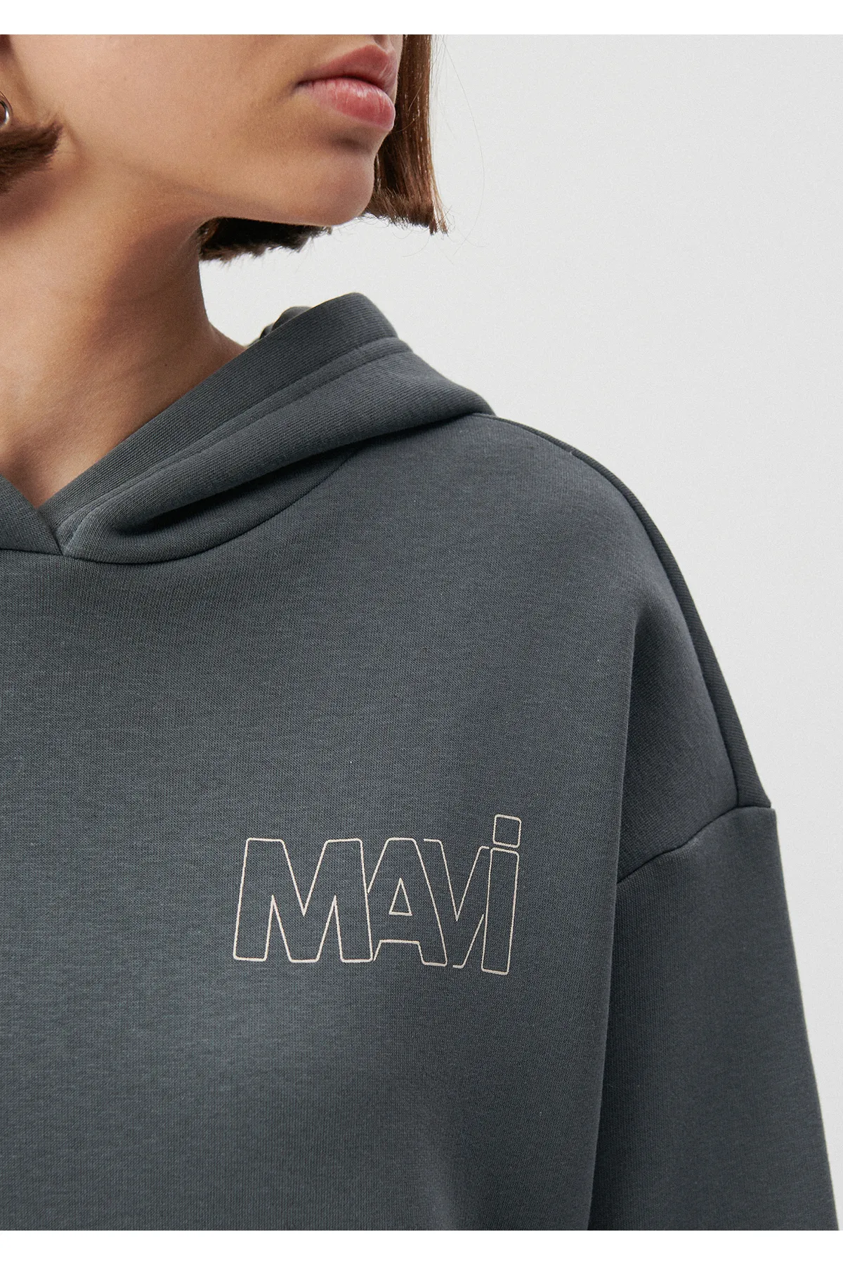 Mavi  Graues Kapuzen-Sweatshirt mit Logo-Print 1611604-70088