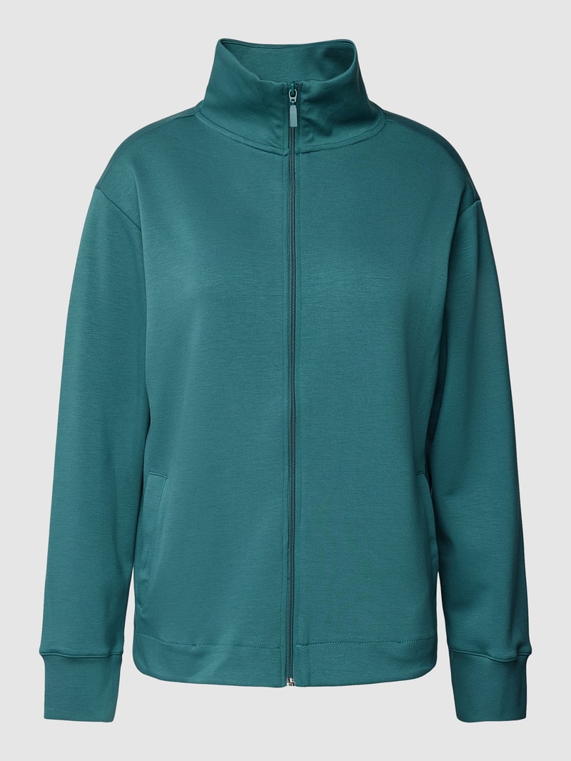 Sweatjacke mit Stehkragen in petrol