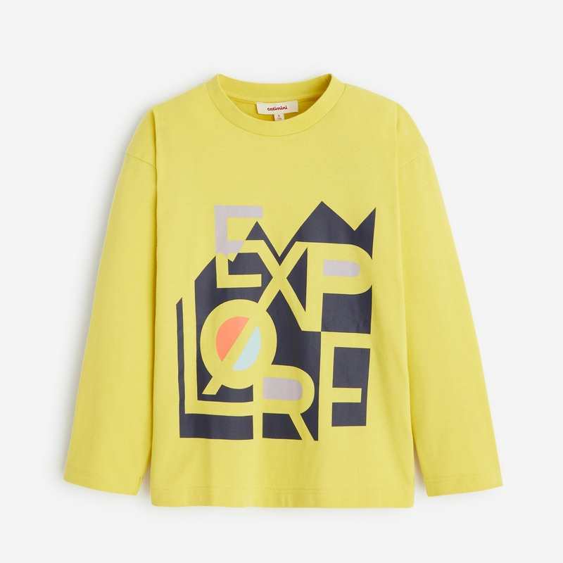 T-shirt garçon jaune en coton biologique Catimini