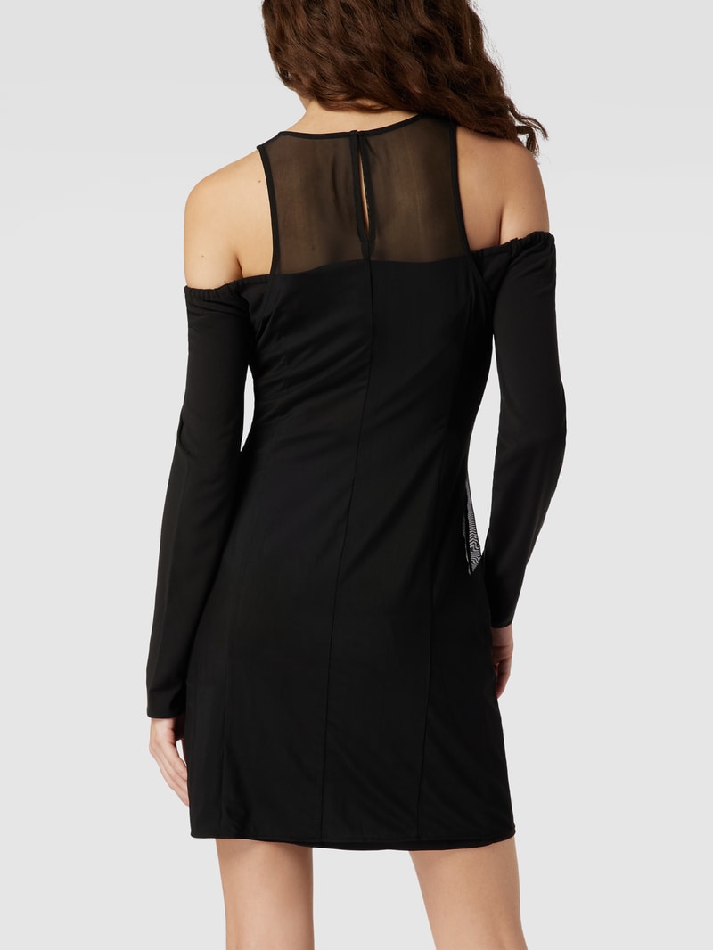 Minikleid mit Label-Print Modell 'MESH DOUBLE LAYERING DRESS' in black